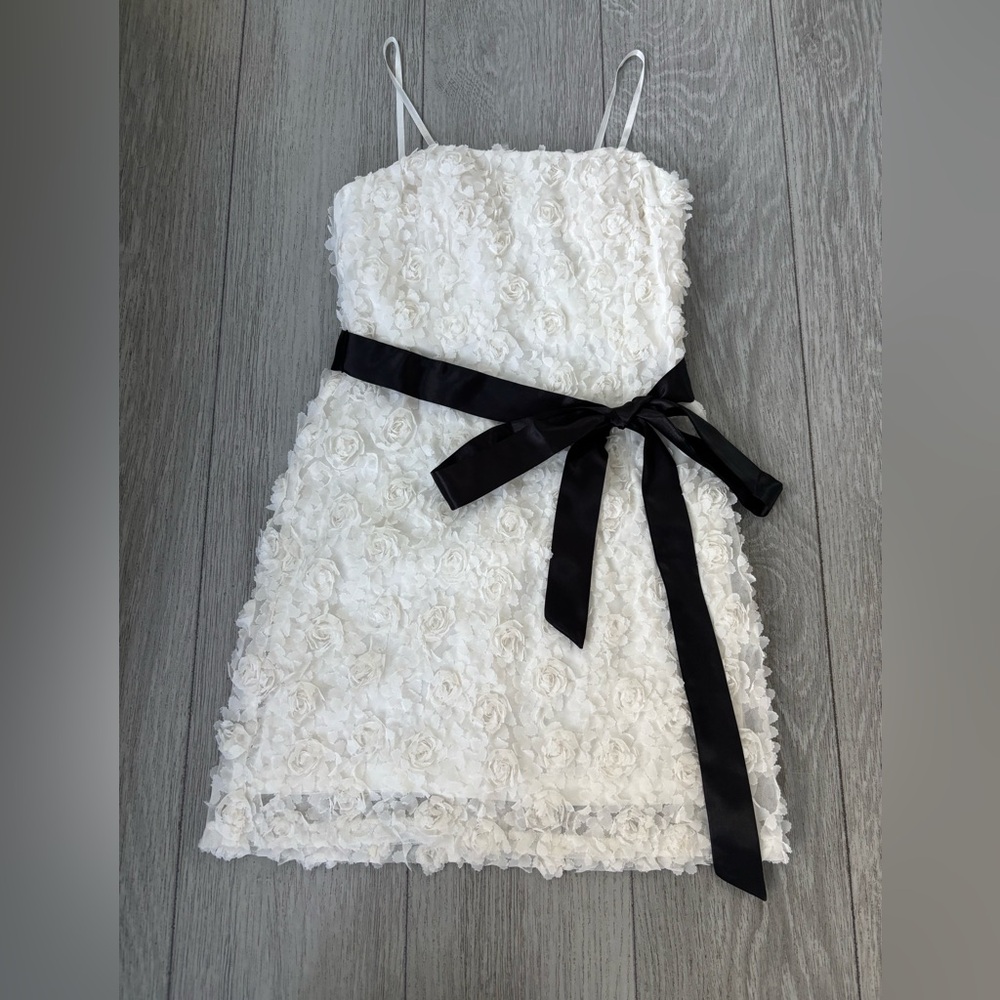 Aqua Dresses - white applique with black sash. Perfect for dances!